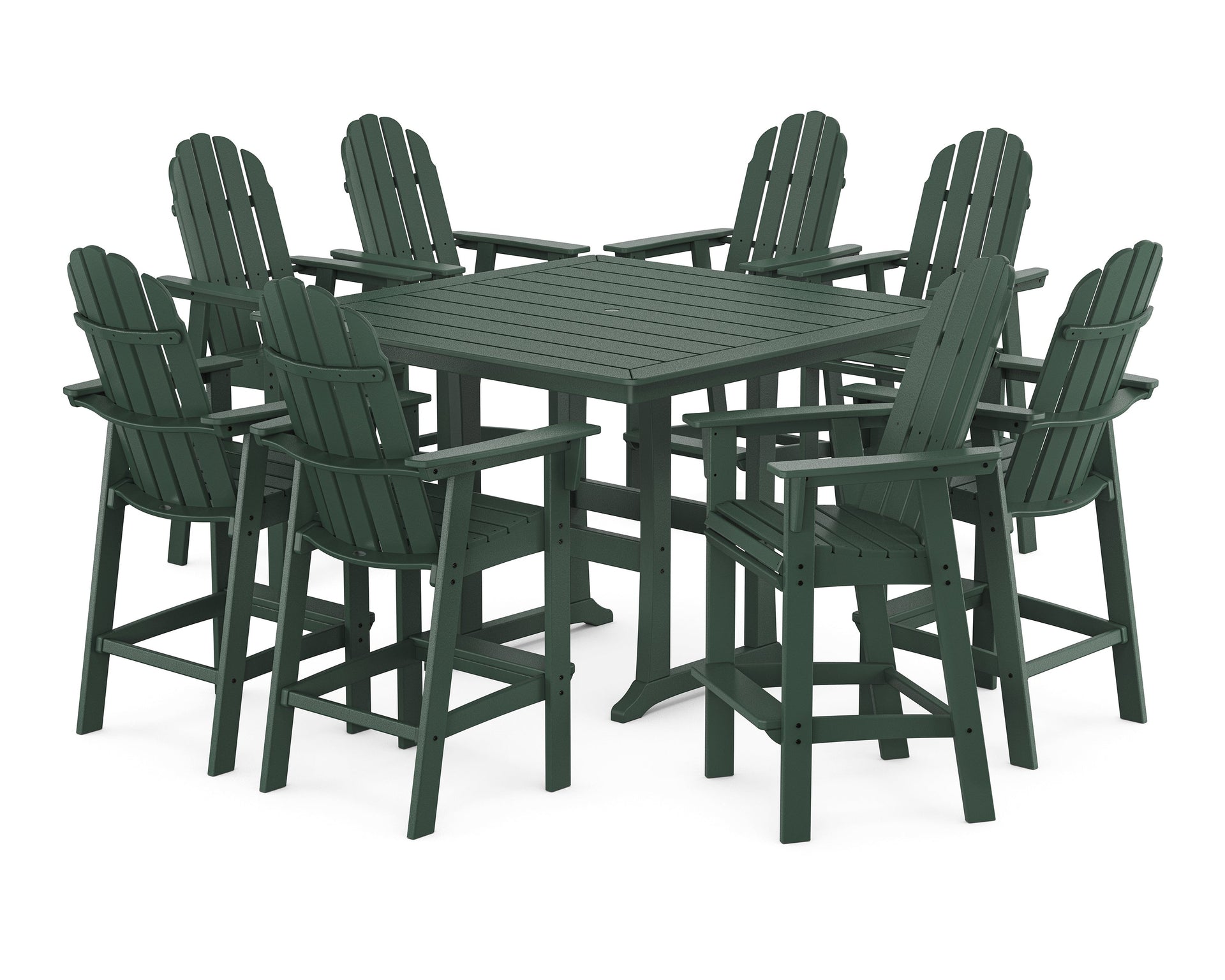 Vineyard Curveback Adirondack 9-Piece Trestle Bar Set