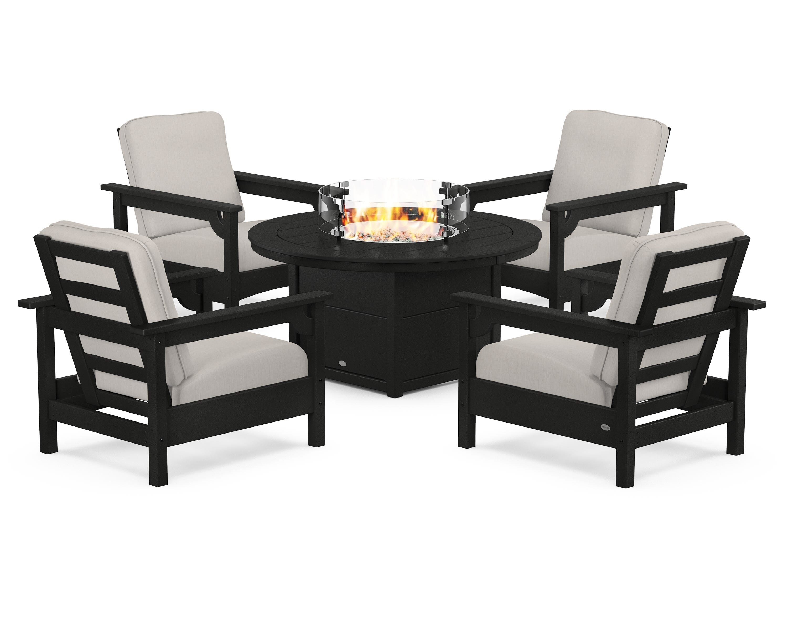 Club 5-Piece Conversation Set with Fire Pit Table