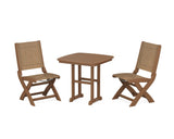 Coastal Folding Side Chair 3-Piece Dining Set