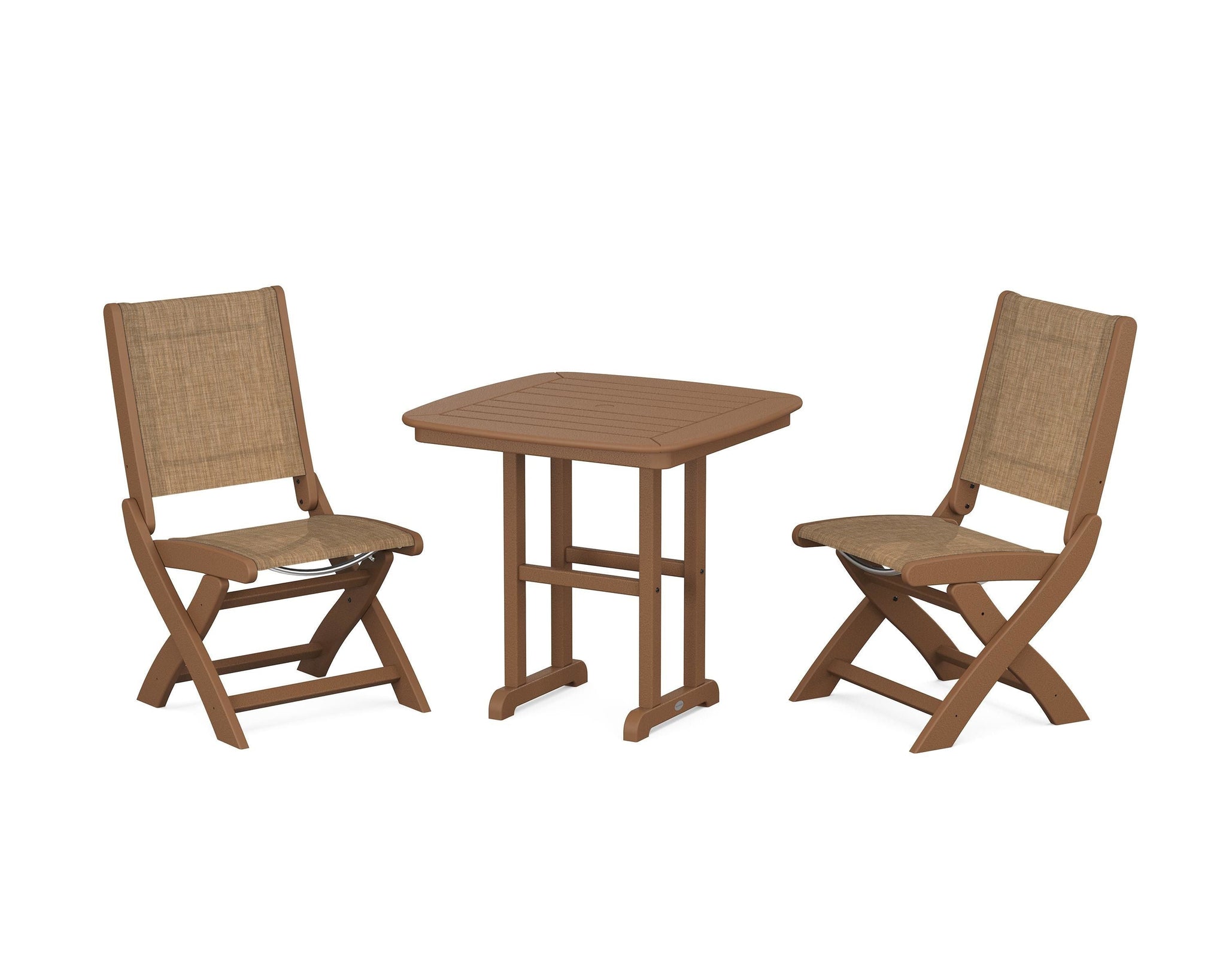 Coastal Folding Side Chair 3-Piece Dining Set
