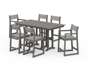 EDGE Sling 7-Piece Farmhouse Counter Set with Trestle Legs