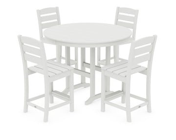 Lakeside 5-Piece Farmhouse Round Side Chair Counter  Set