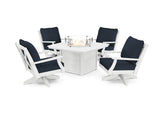 Braxton 5-Piece Deep Seating Swivel Conversation Set with Fire Pit Table