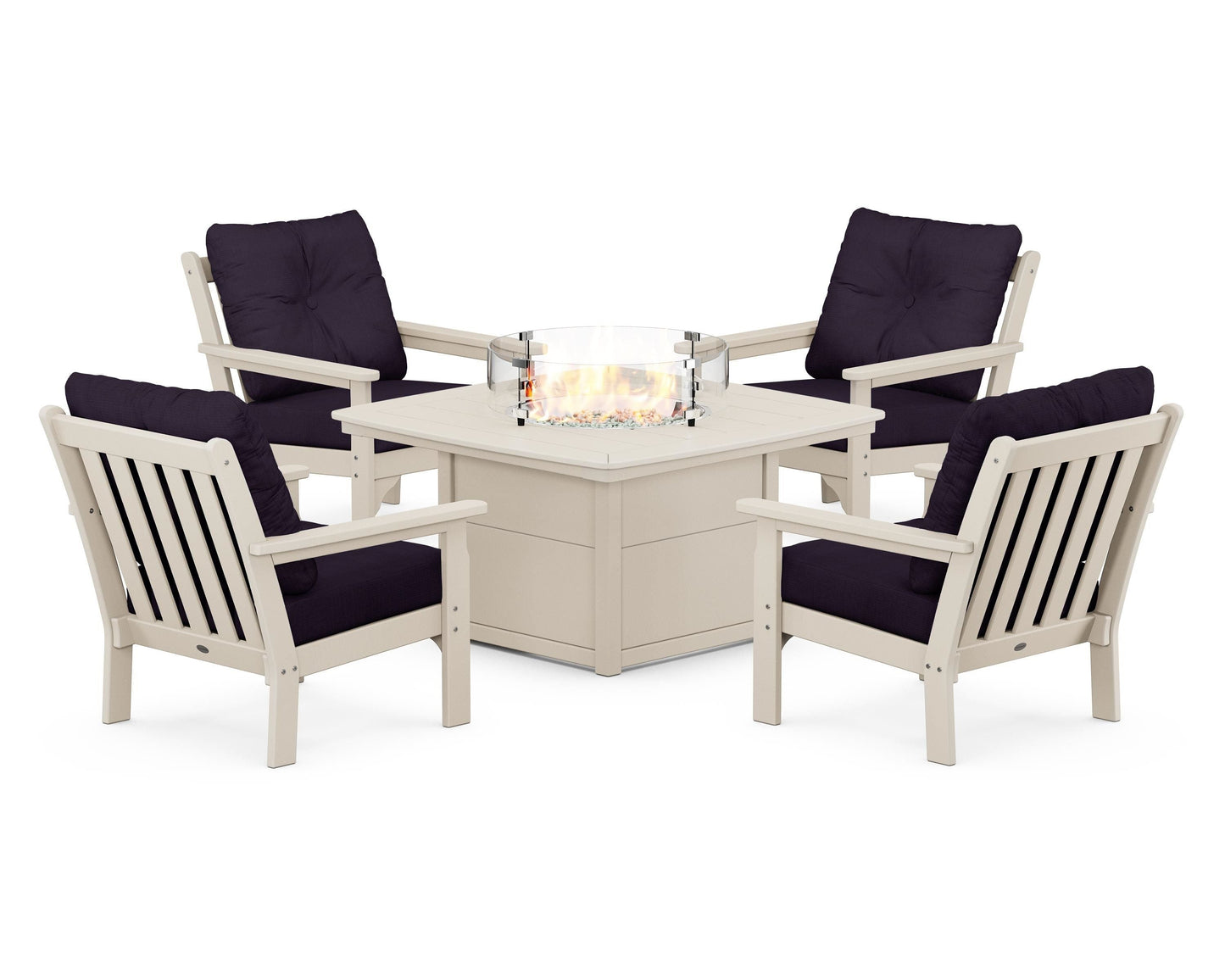 Vineyard 5-Piece Conversation Set with Fire Pit Table