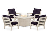 Vineyard 5-Piece Conversation Set with Fire Pit Table