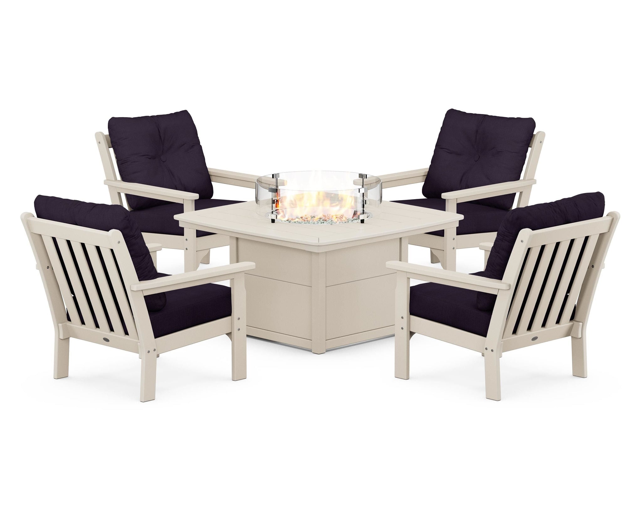 Vineyard 5-Piece Conversation Set with Fire Pit Table