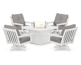 Vineyard 5-Piece Deep Seating Swivel Conversation Set with Fire Pit Table