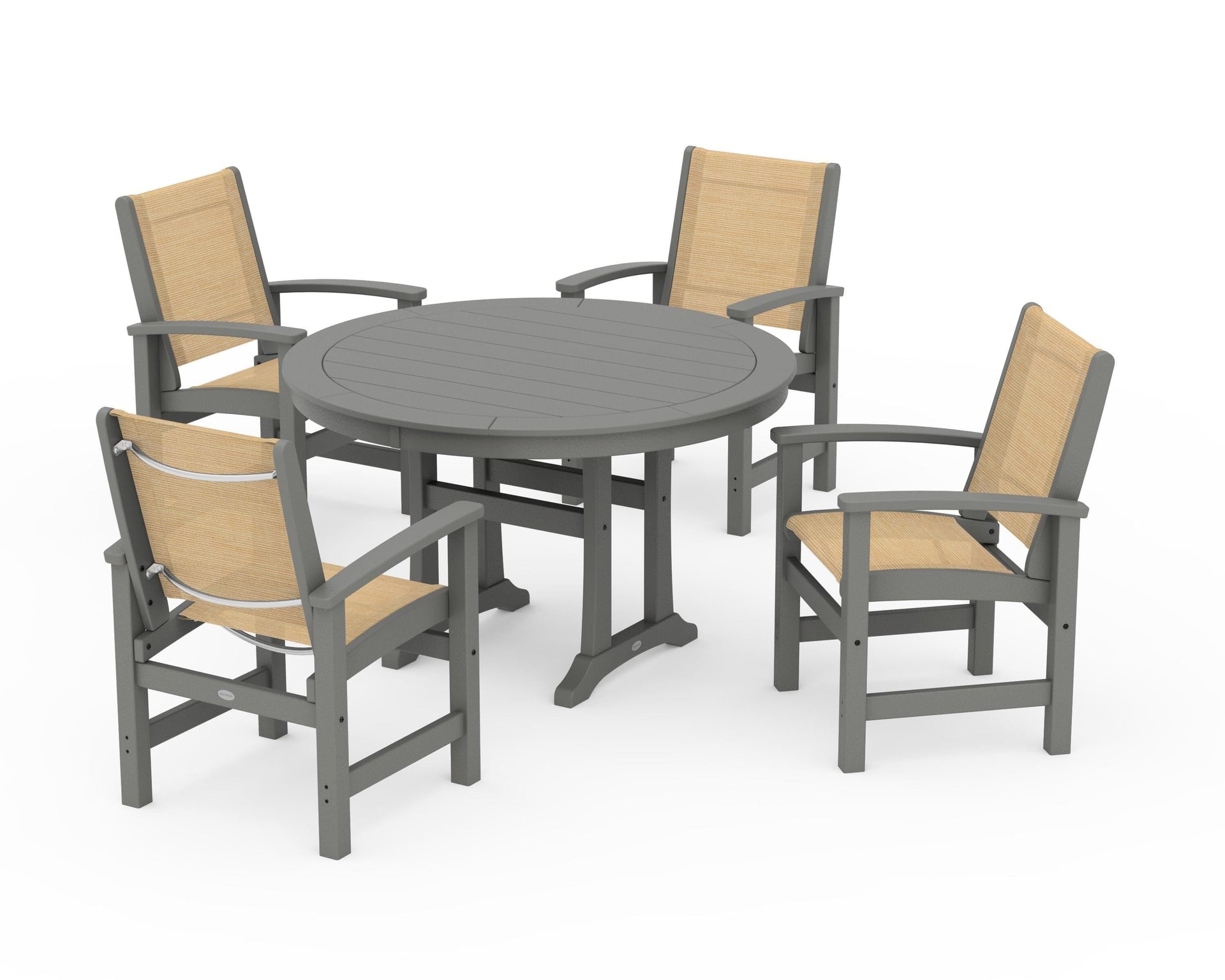 Coastal 5-Piece Round Dining Set with Trestle Legs
