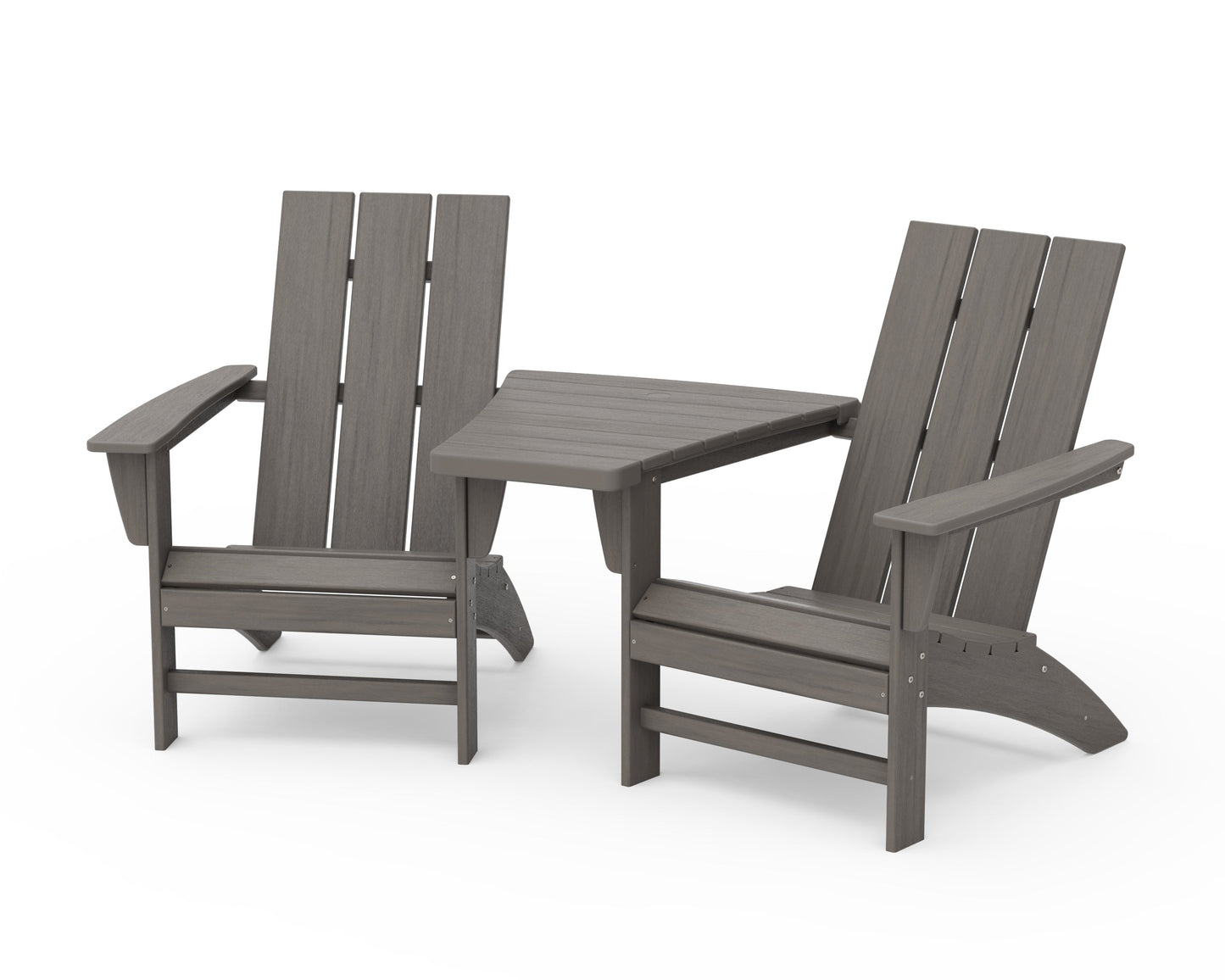 Modern 3-Piece Adirondack Set with Angled Connecting Table