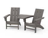 Modern 3-Piece Adirondack Set with Angled Connecting Table