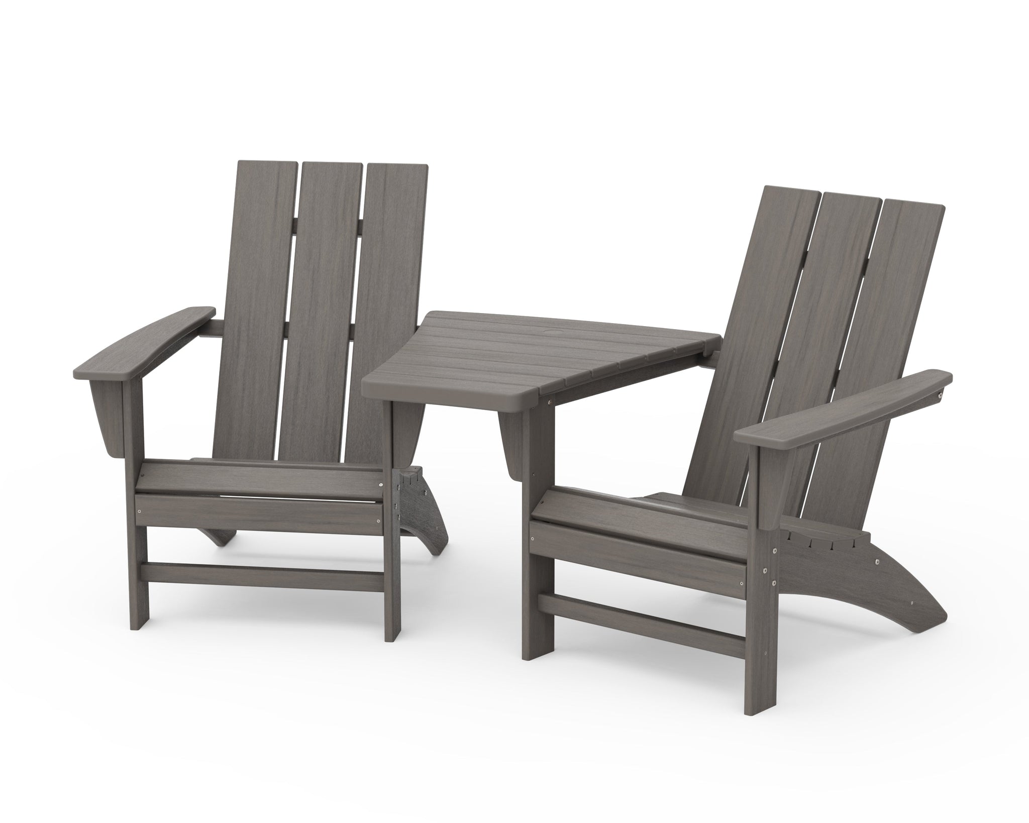 Modern 3-Piece Adirondack Set with Angled Connecting Table