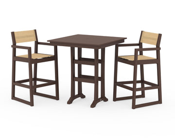 EDGE Sling Arm Chair 3-Piece Farmhouse Bar Set with Trestle Legs