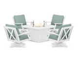 Braxton 5-Piece Deep Seating Swivel Conversation Set with Fire Pit Table