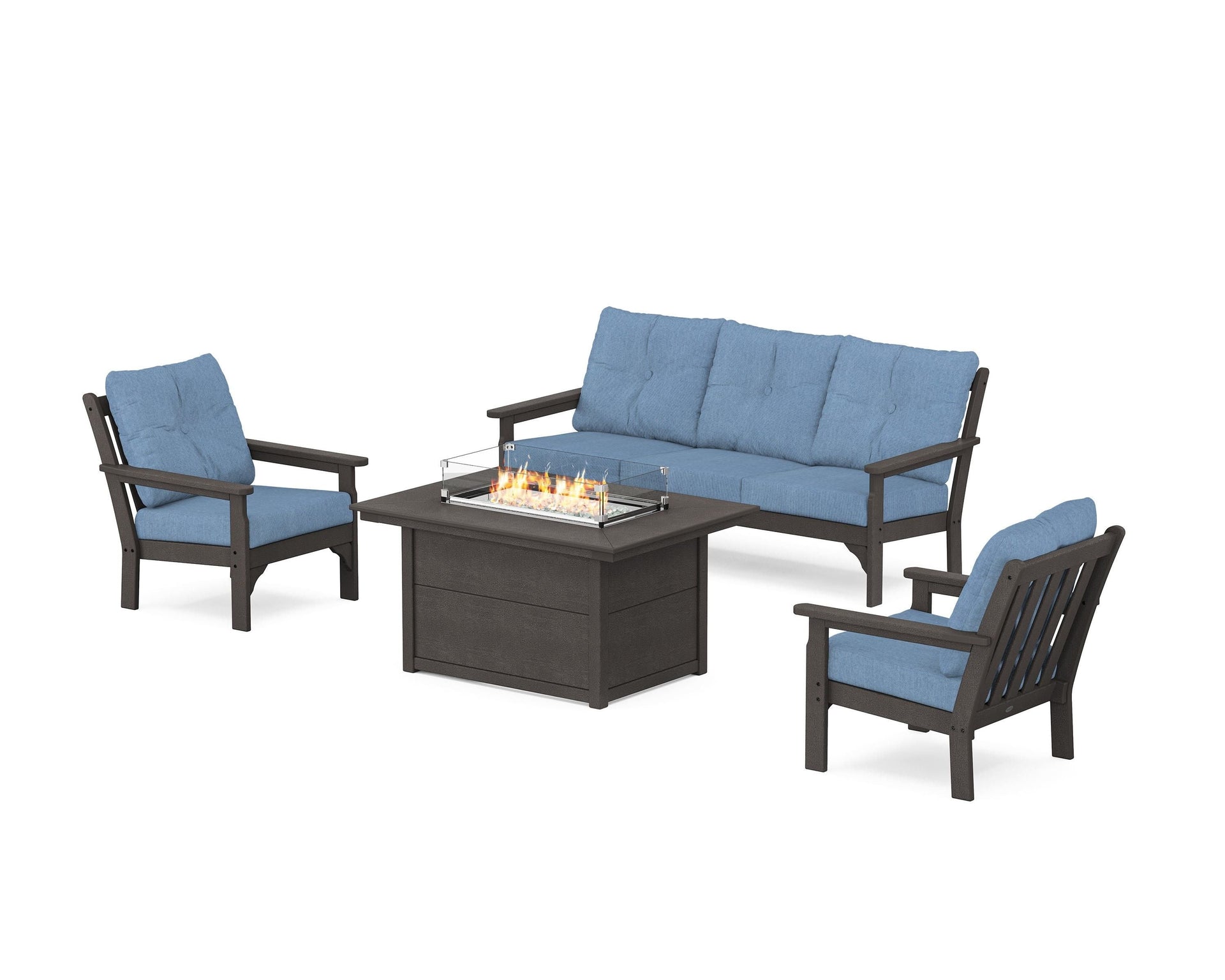 Vineyard Deep Seating Fire Pit Table Set