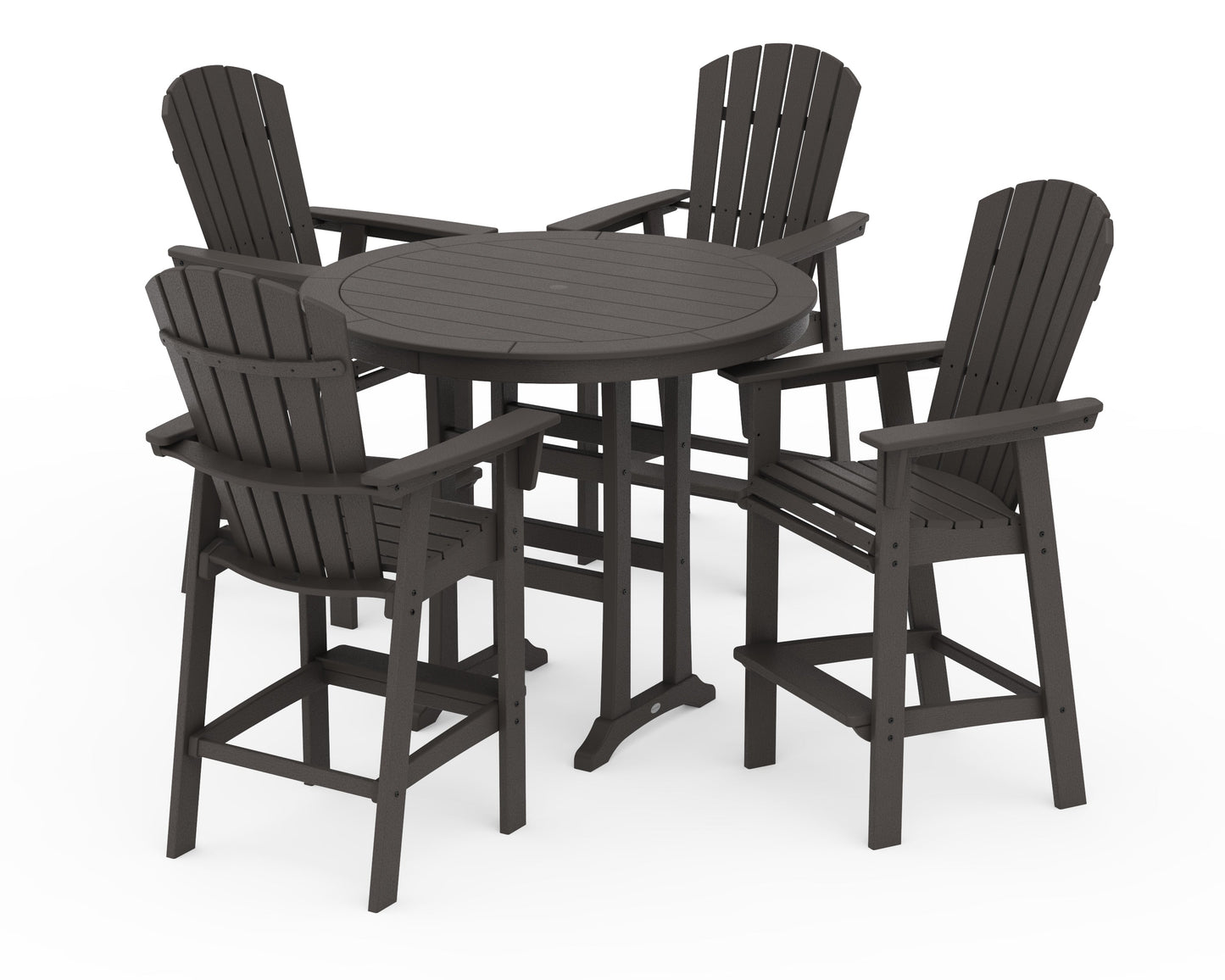 Nautical Curveback Adirondack 5-Piece Round Trestle Bar Set