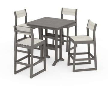 EDGE Sling Arm Chair 5-Piece Farmhouse Bar Set with Trestle Legs