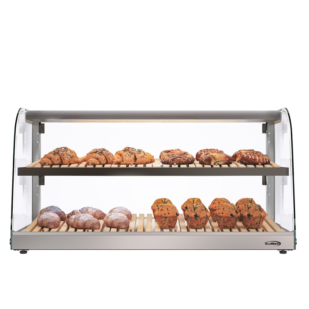 40 in. Glass Countertop Dry Bakery Display Case with Two Shelves and Bamboo Trays