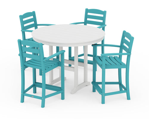 La Casa Café 5-Piece Round Farmhouse Counter Set