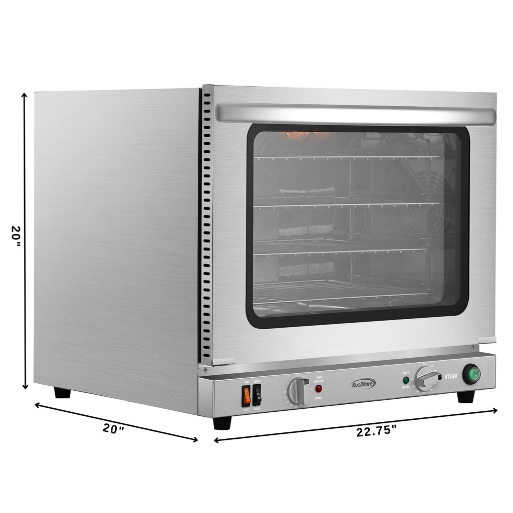 23 in. Countertop Convection Oven for Half-Size Pans with 4 Racks 2800W of Power and Steam Injection, 240V in Stainless-Steel