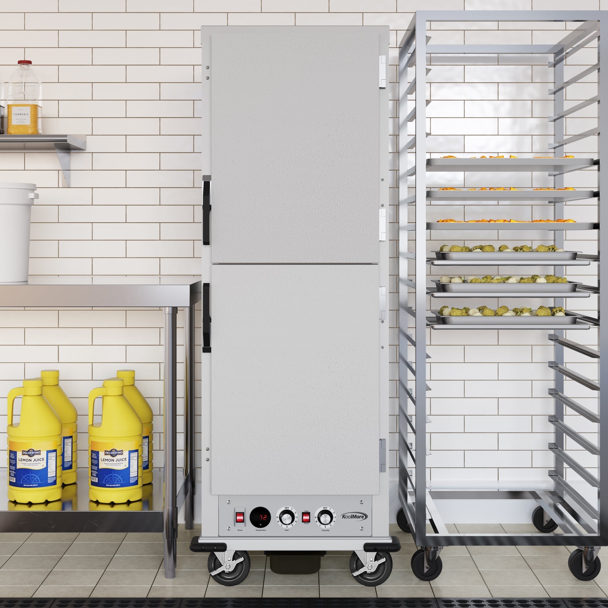33 in. Commercial Insulated Heated Holding/Proofing  Cabinet with 36-Pan Capacity and Solid Dutch Doors in Silver