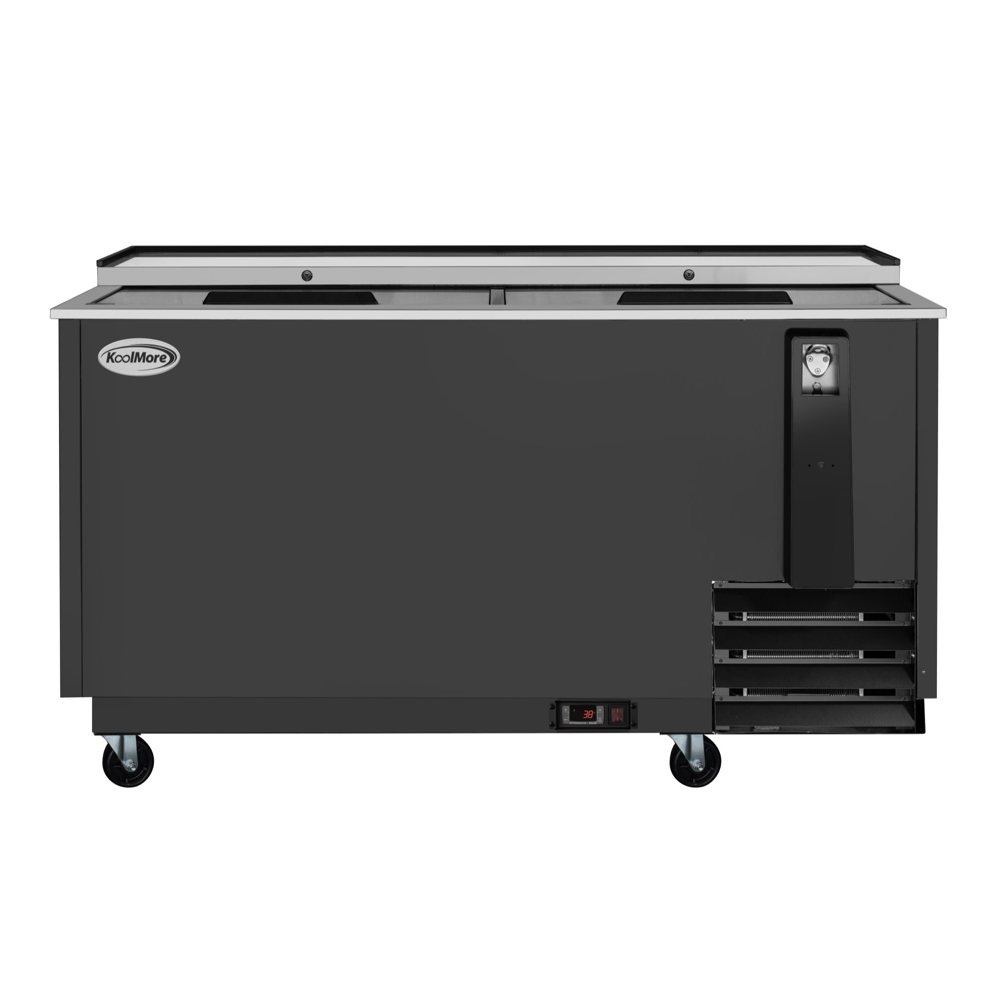65 in. Commercial Bottle Cooler in Black with Built-In Opener, ETL Listed, 19 cu. ft.