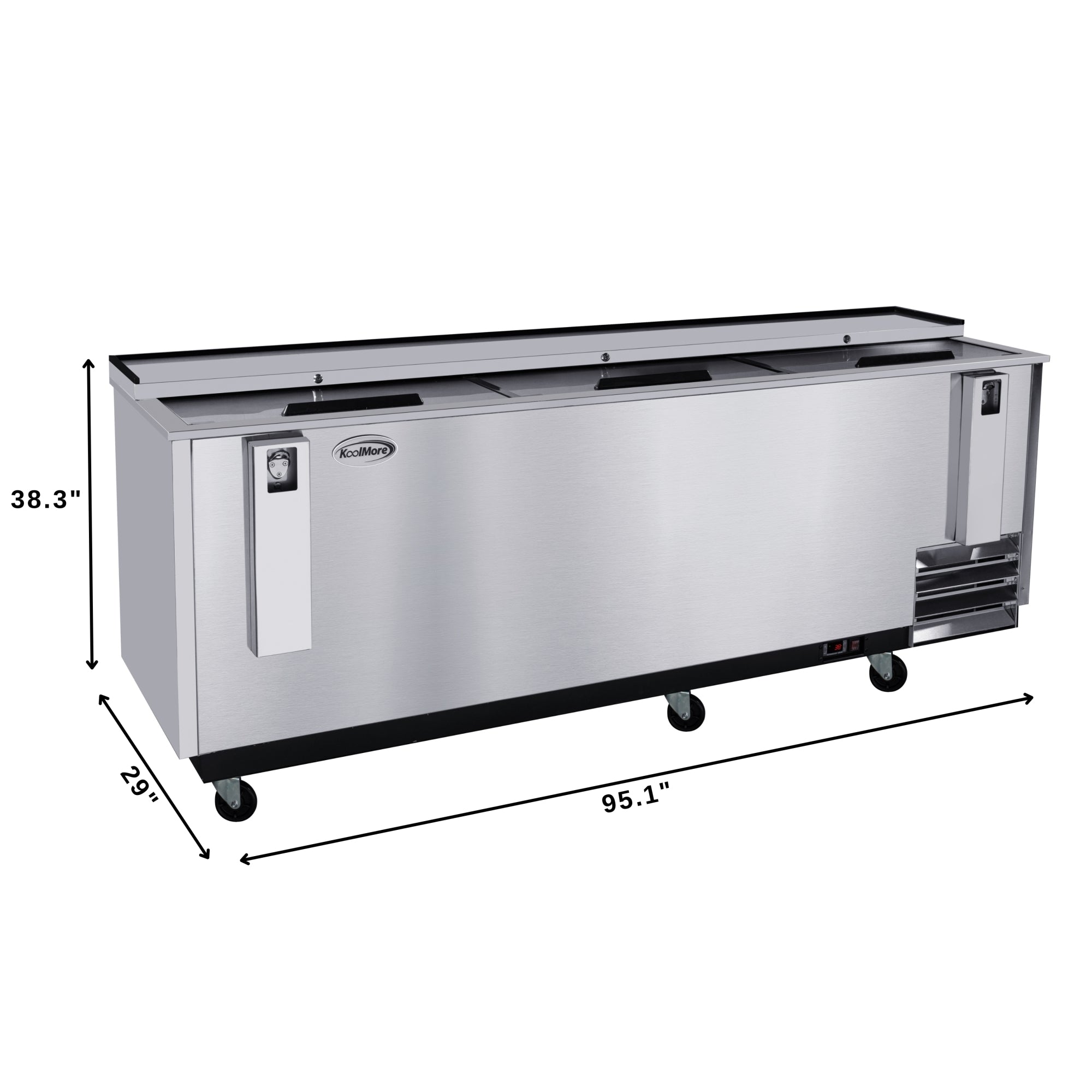 95 in. Commercial Bottle Cooler in Stainless-Steel with Built-In Opener, ETL Listed, 30 cu. ft.