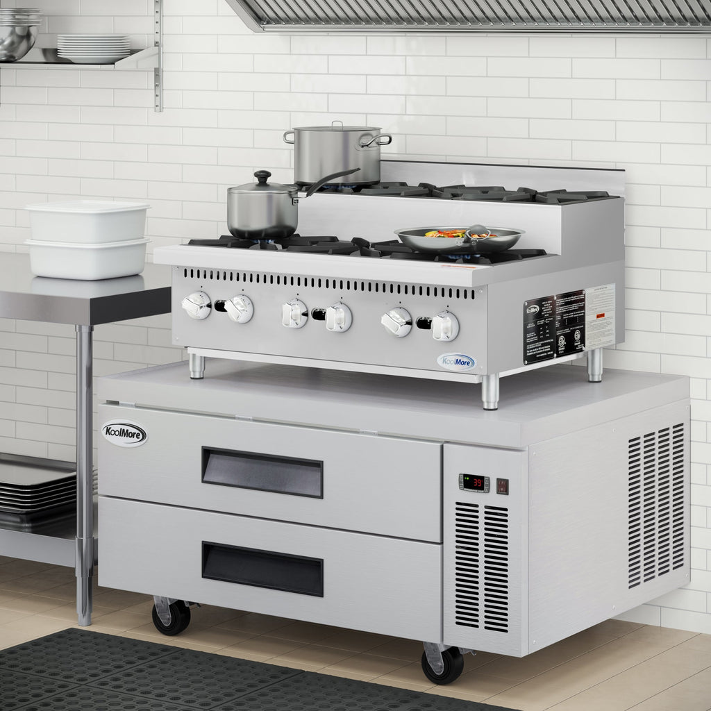 36 in. Commercial Six-Burner Step Up Gas Range, 156000 BTU in Stainless-Steel