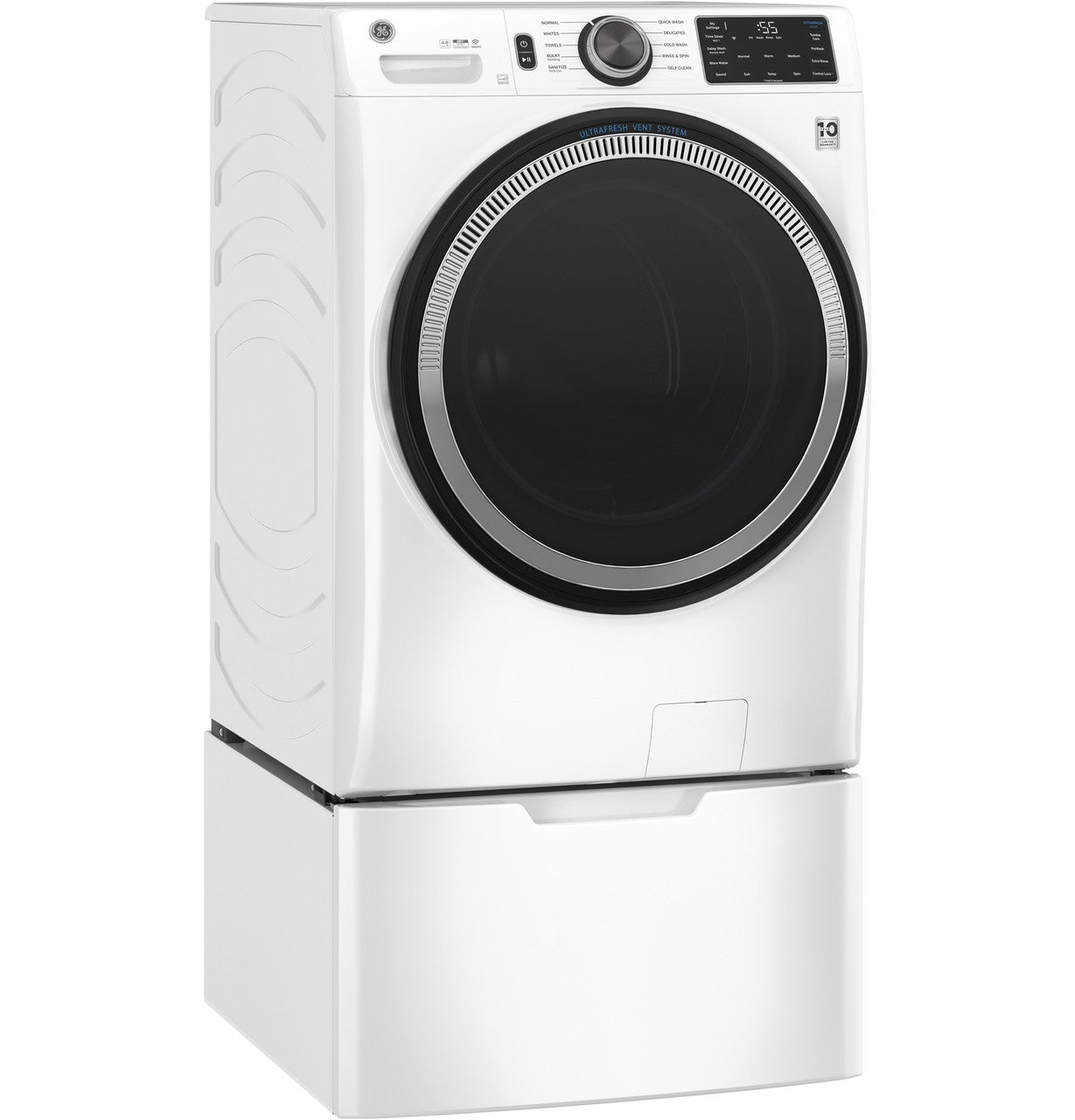 GE GE® ENERGY STAR 4.8 cu. ft. Capacity Smart Front Load ® Washer with UltraFresh Vent System with OdorBlock™ and Sanitize w/Oxi