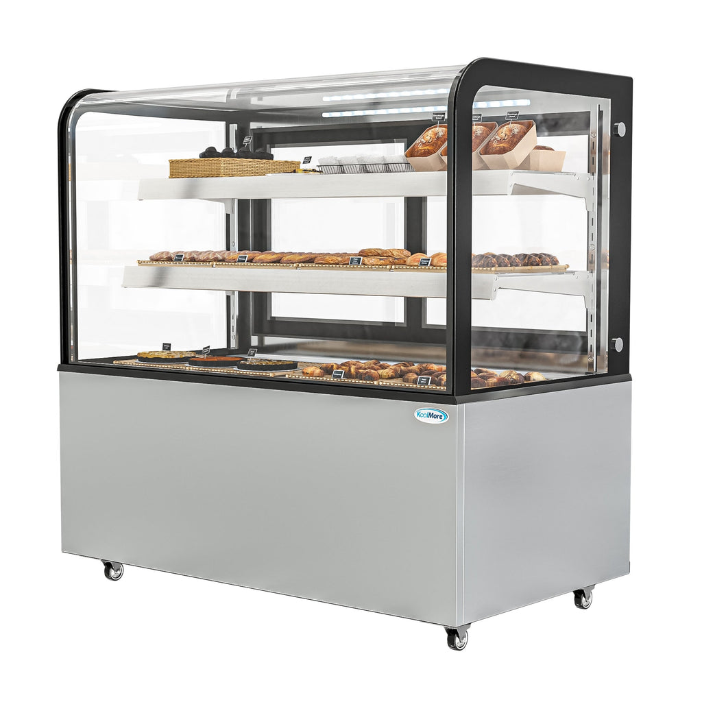 47 in. Dry Bakery Display Case with Front Curved Glass Protection, 14 cu ft.