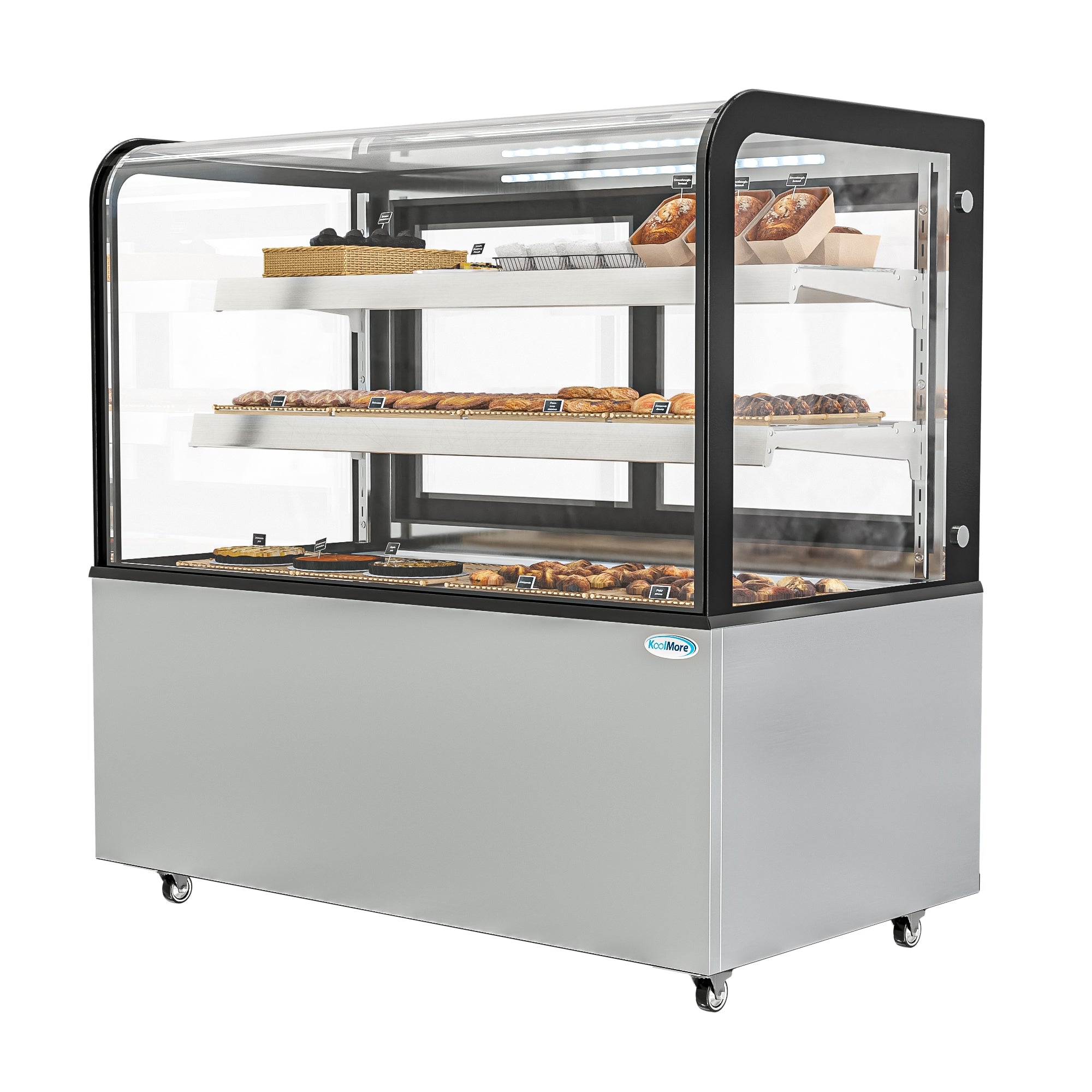 47 in. Dry Bakery Display Case with Front Curved Glass Protection, 14 cu ft.