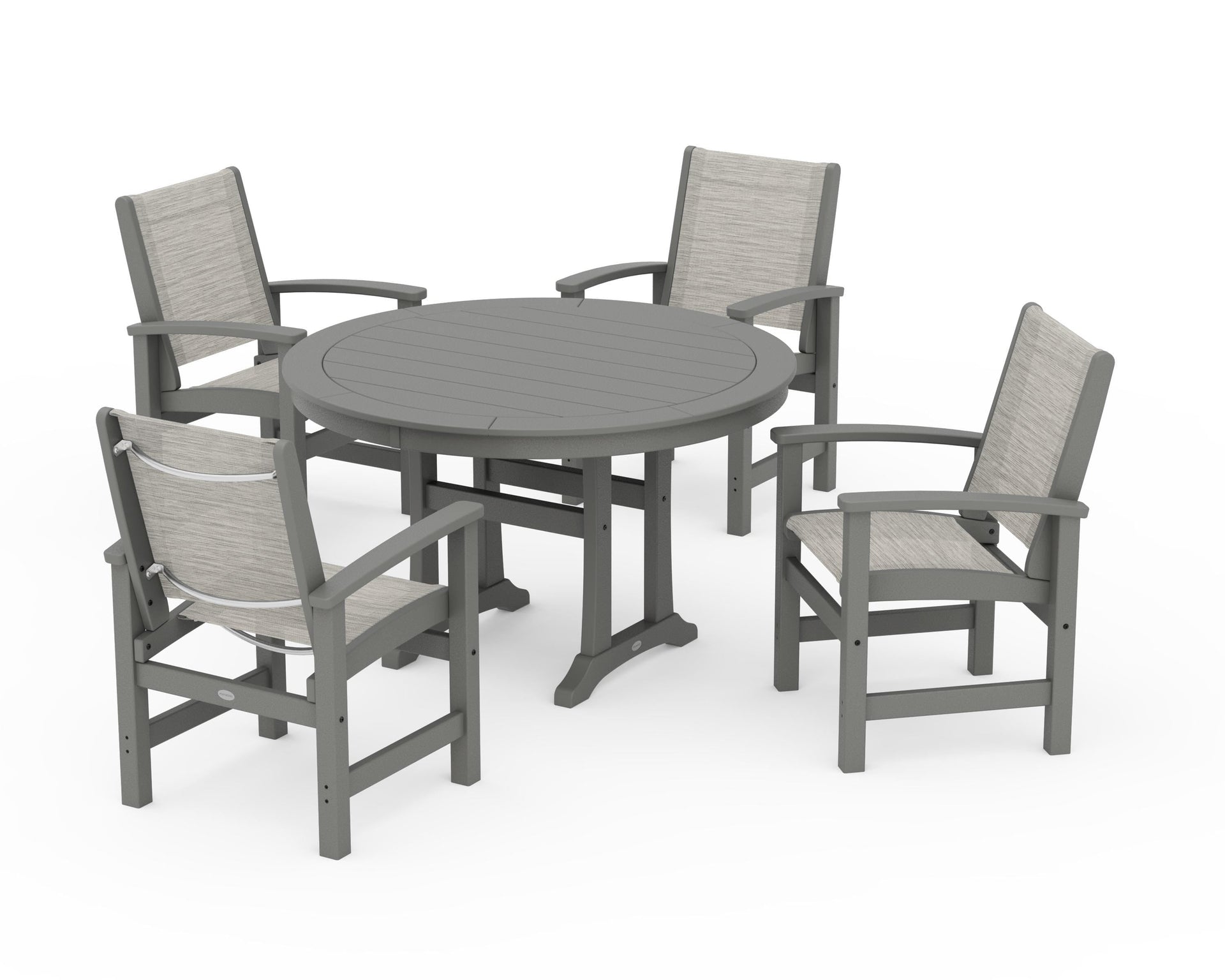 Coastal 5-Piece Round Dining Set with Trestle Legs