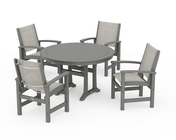 Coastal 5-Piece Round Dining Set with Trestle Legs