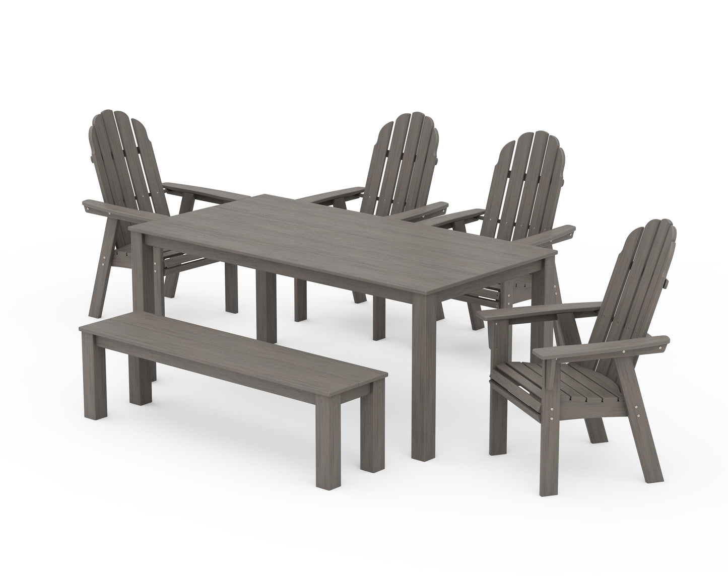 Vineyard Curveback Adirondack 6-Piece Parsons Dining Set with Bench