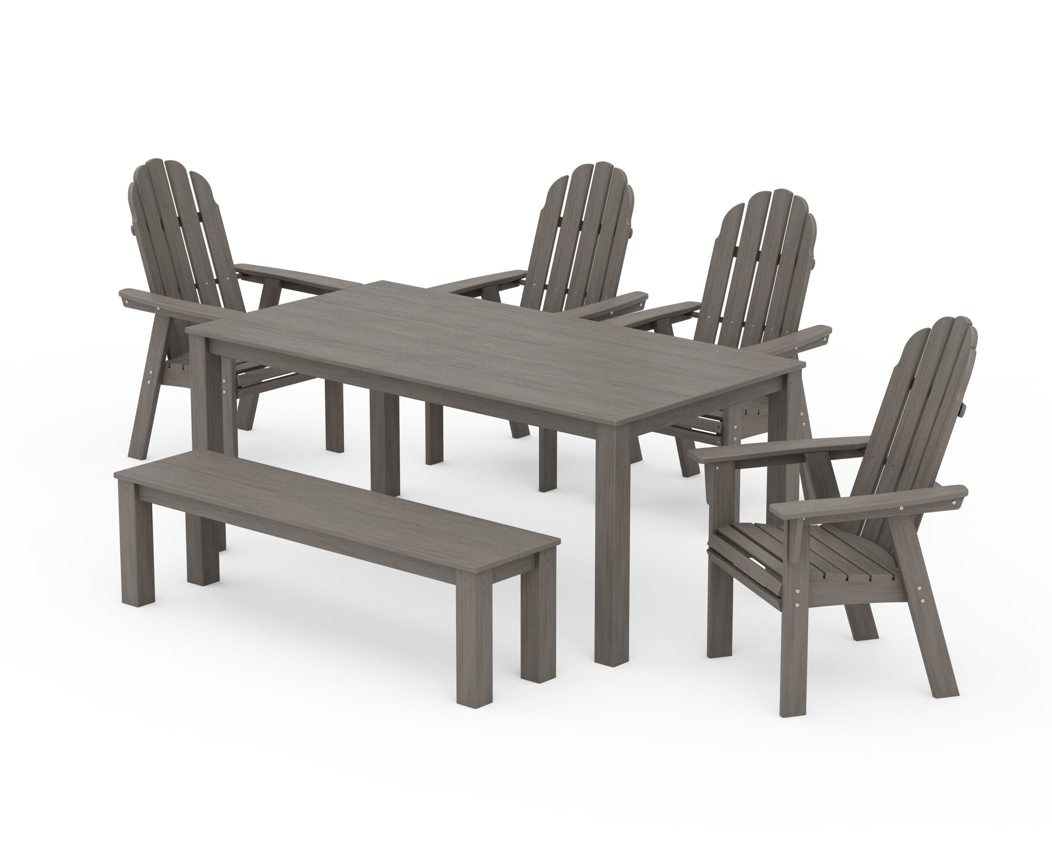 Vineyard Curveback Adirondack 6-Piece Parsons Dining Set with Bench