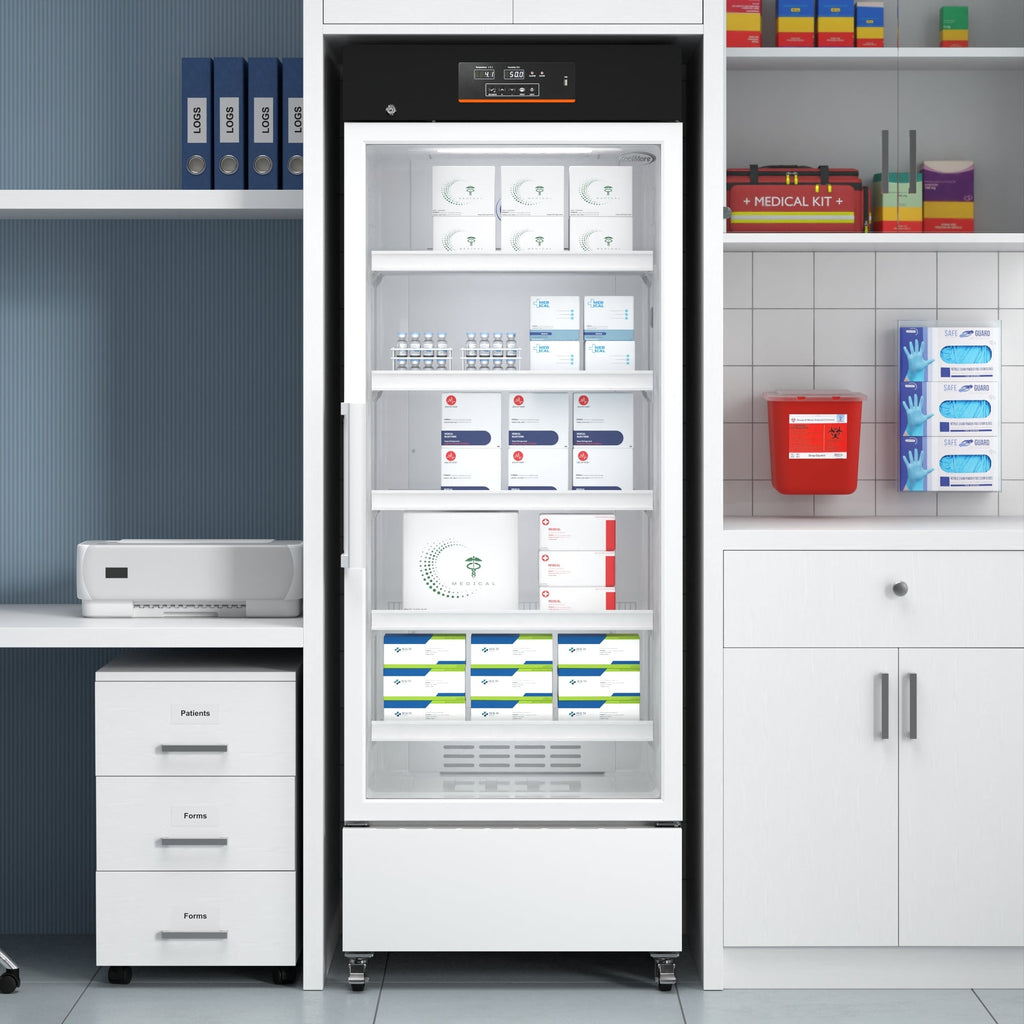 25 in. 15 cu. ft. Medical Pharmacy Refrigerator With Multi-Level Emergency Alarms in White, UL Listed