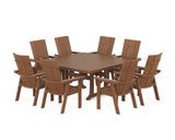 Modern Curveback Adirondack 9-Piece Square Dining Set with Trestle Legs