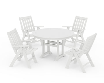 Vineyard Folding Chair 5-Piece Round Dining Set with Trestle Legs