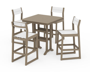 EDGE Sling Arm Chair 5-Piece Farmhouse Bar Set with Trestle Legs