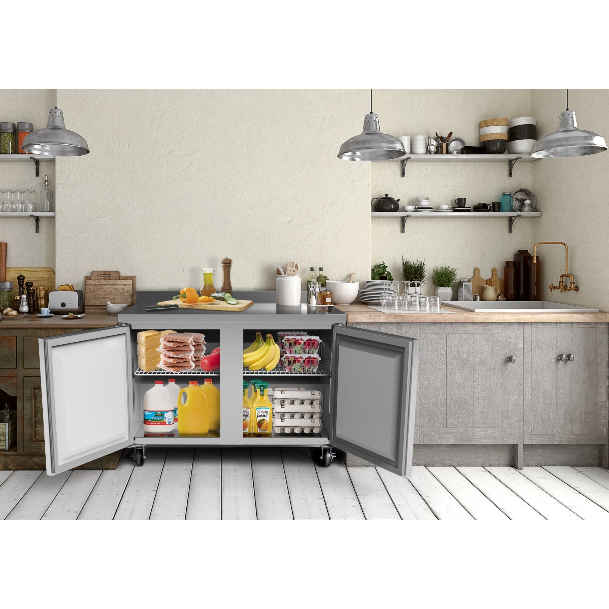 48 in. Two-Door Worktop Refrigerator With 3.5 in. Backsplash - 12 Cu Ft.