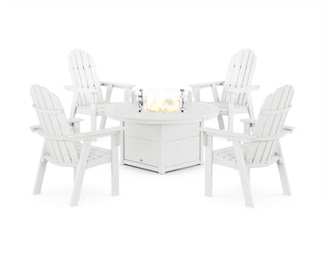Vineyard 4-Piece Curveback Upright Adirondack Conversation Set with Fire Pit Table