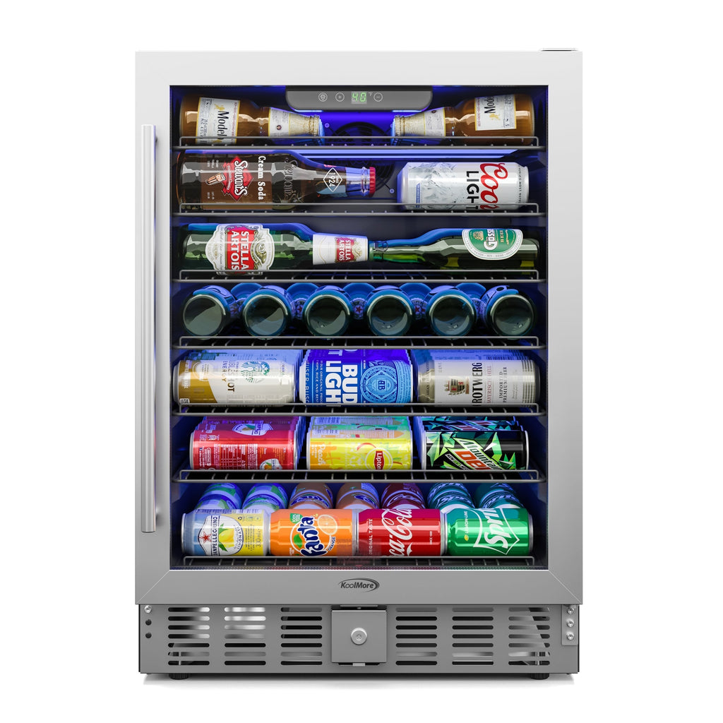 23.4 in. Stainless Steel, Glass-Door Built-In Refrigerator and Beverage Cooler, 5 Cu. ft.