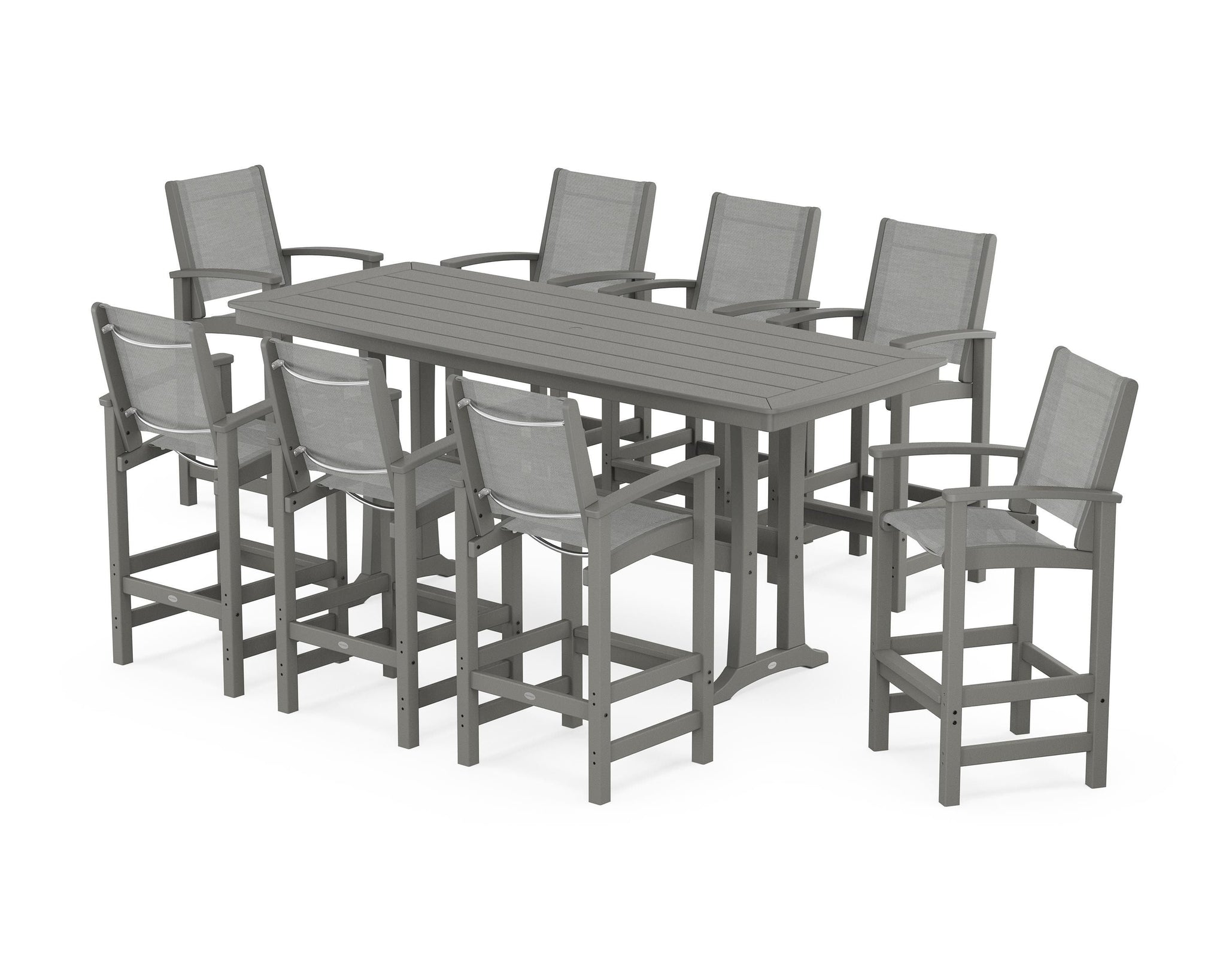Coastal 9-Piece Bar Set with Trestle Legs