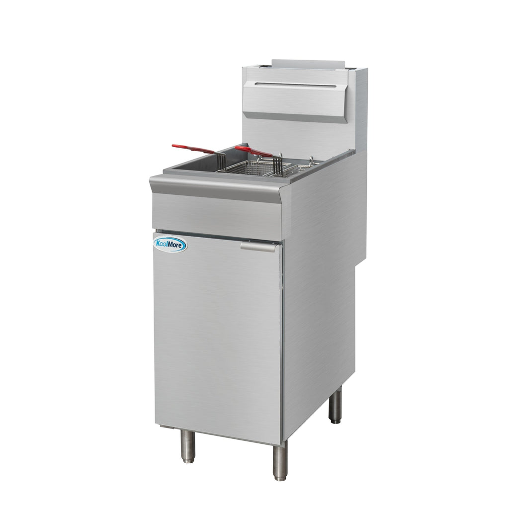 40 lb. Floor Standing Liquid Propane Commercial Fryer with 90,000 BTU in Stainless-Steel, ETL Listed