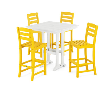 La Casa Café 5-Piece Farmhouse Trestle Bar Set