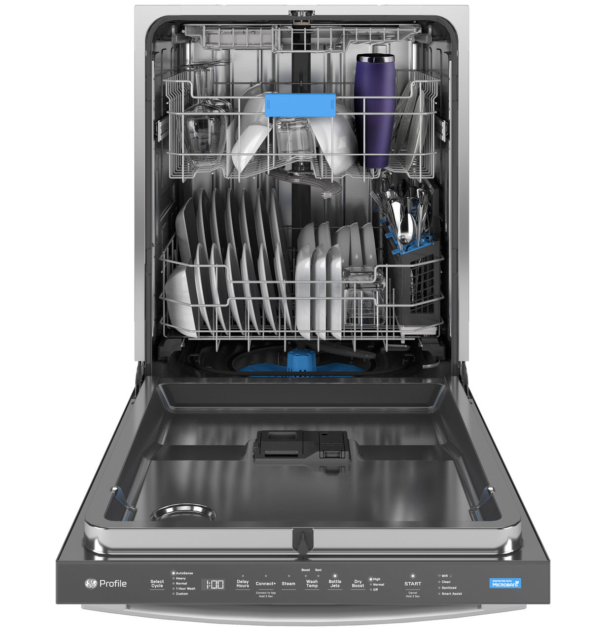 GE Profile™ ENERGY STAR® Fingerprint Resistant Top Control Stainless Interior Dishwasher with Microban™ Antimicrobial Technology