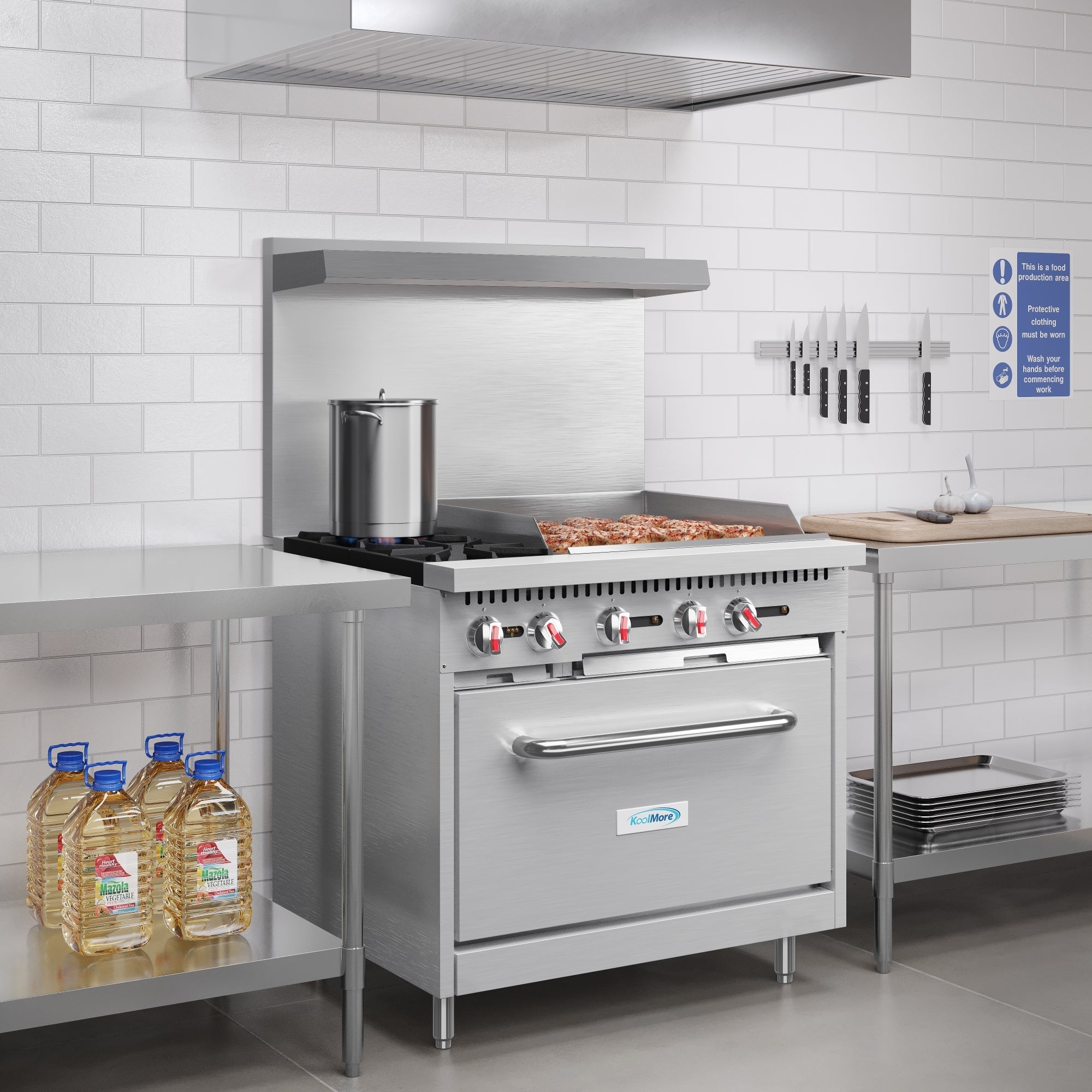 36 in. 2 Burner Commercial Natural Gas Range with 24 in. Griddle in Stainless-Steel