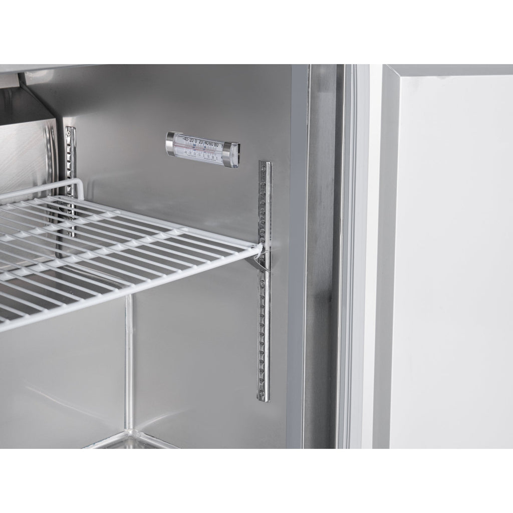 48 in. Two-Door Commercial Undercounter Freezer in Stainless Steel with Casters, ETL Listed