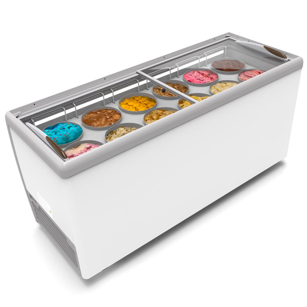 70 in. 12 Tub Ice Cream Dipping Cabinet Display Freezer with Sliding Glass Door, 20 cu. ft.