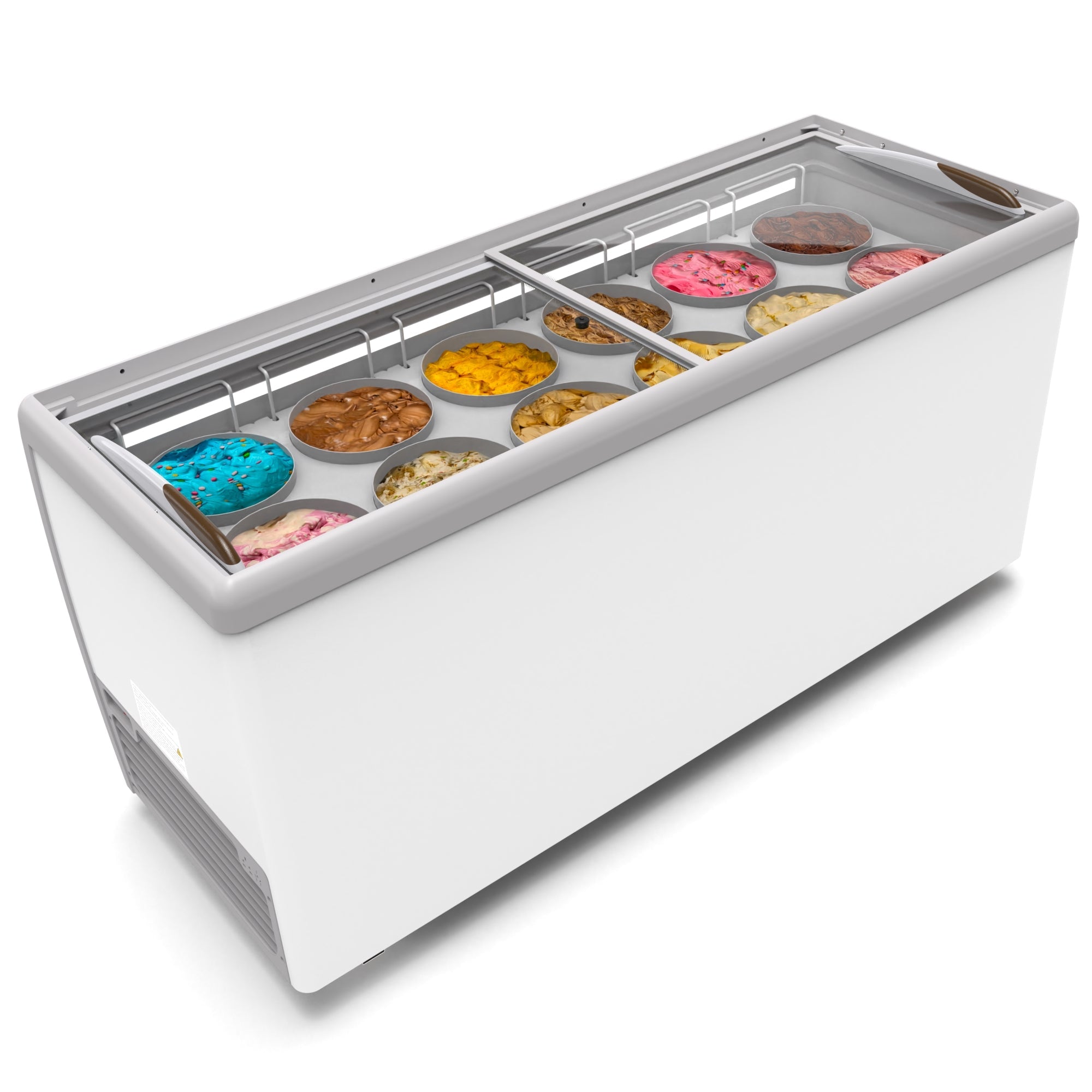70 in. 12 Tub Ice Cream Dipping Cabinet Display Freezer with Sliding Glass Door, 20 cu. ft.