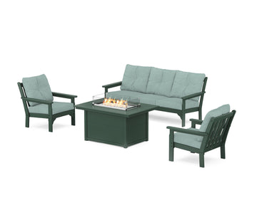 Vineyard Deep Seating Fire Pit Table Set